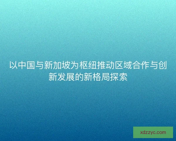 以中国与新加坡为枢纽推动区域合作与创新发展的新格局探索